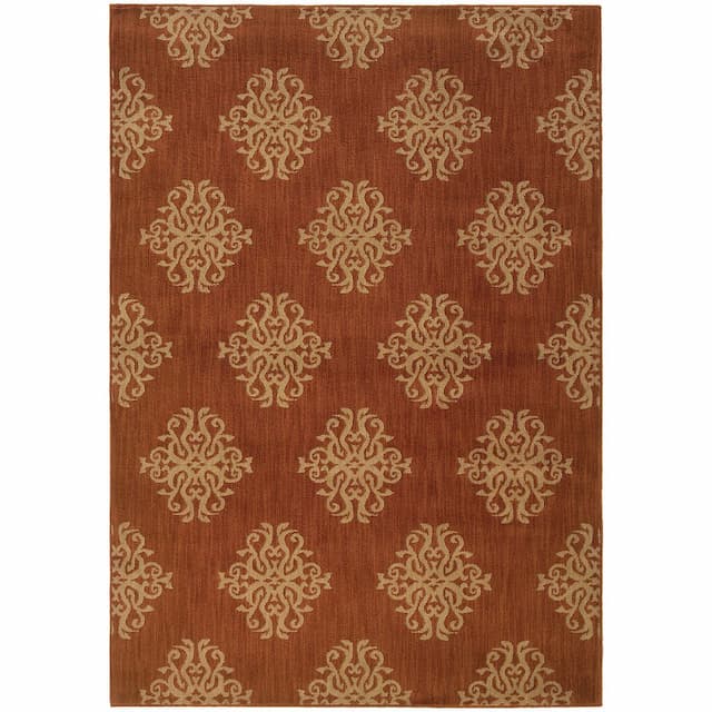 Kasbah 3835B Orange/ Beige Indoor Area Rug - 7'8" x 10'10"