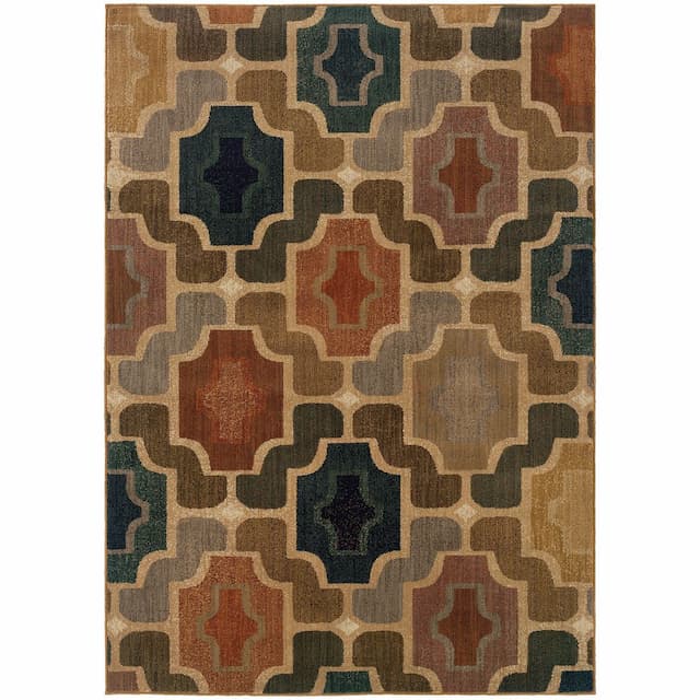 Kasbah 3838B Gold/ Multi Indoor Area Rug - 6'7" x 9'6"