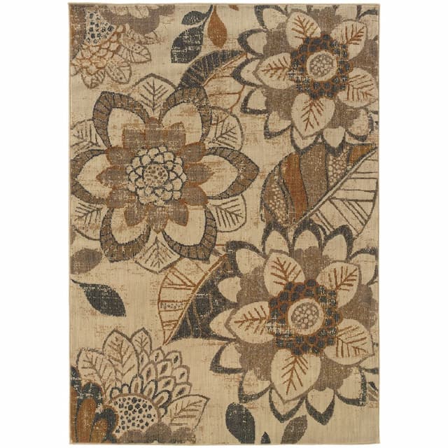 Kasbah 3953C Ivory/ Grey Indoor Area Rug - 3'10" x 5'5"