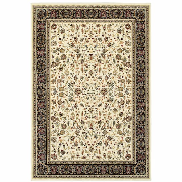 Kashan 108X1 Ivory/ Black Indoor Area Rug - 1'10" x 3'