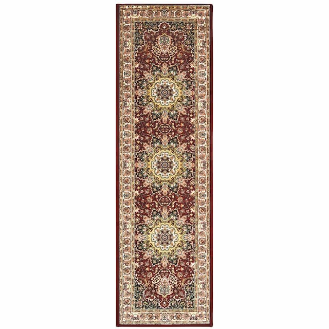 Kashan 119N1 Red/ Ivory Indoor Area Rug - 2'3" x 7'6"