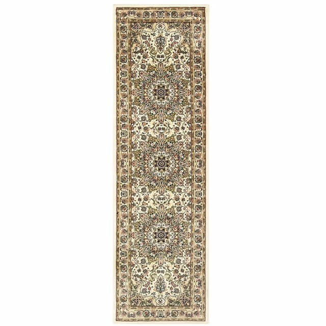 Kashan 119W1 Ivory/ Beige Indoor Area Rug - 2'3" x 7'6"