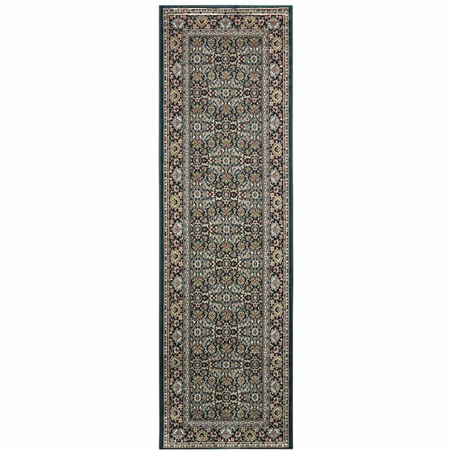 Kashan 180L1 Navy/ Multi Indoor Area Rug - 2'3" x 7'6"