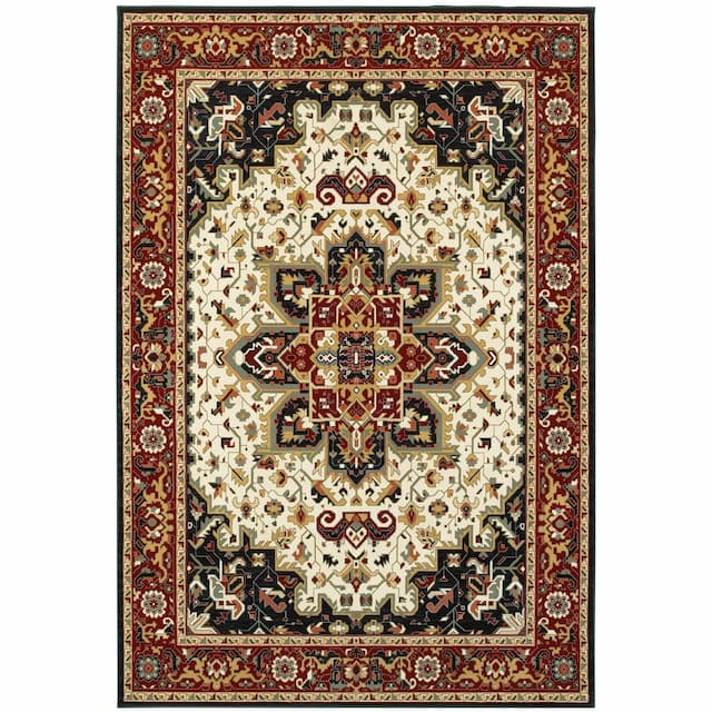 Kashan 096W1 Red/ Ivory Indoor Area Rug