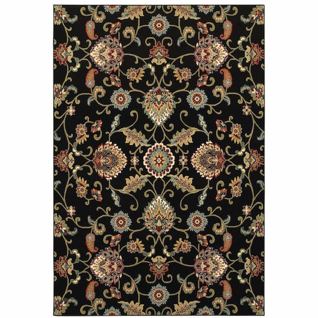 Kashan 9946K Black/ Multi Indoor Area Rug - 7'10" x 10'10"