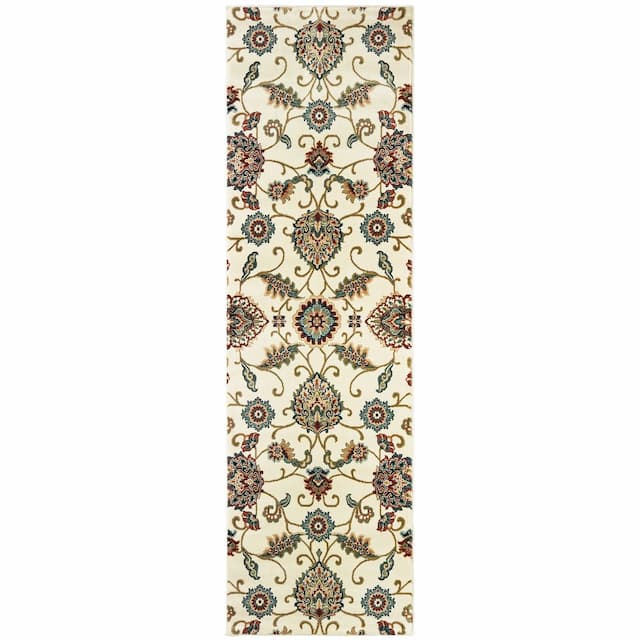 Kashan 9946W Ivory/ Multi Indoor Area Rug - 2'3" x 7'6"