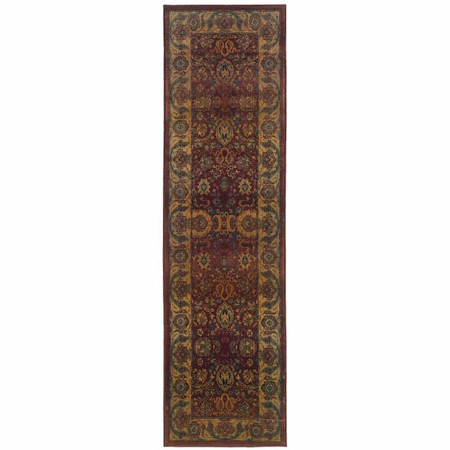 Kharma 332C4 Red/ Gold Indoor Area Rug - 2'3" x 7'6"