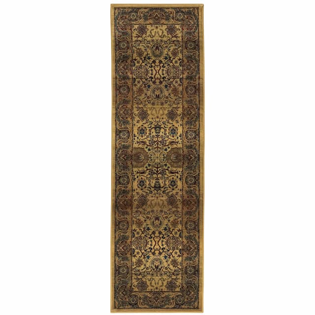 Kharma 332W4 Beige/ Red Indoor Area Rug - 2'3" x 7'6"