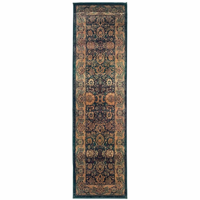 Kharma 332X4 Blue/ Beige Indoor Area Rug - 2'3" x 7'6"