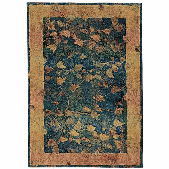 Kharma 349B4 Blue/ Gold Indoor Area Rug - 2' x 3'