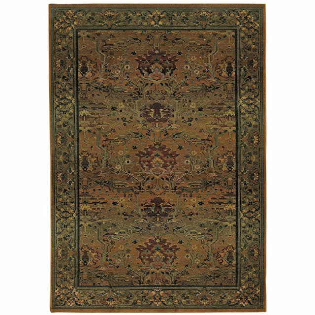 Kharma 465J4 Green/ Beige Indoor Area Rug - 5'3" x 7'6"