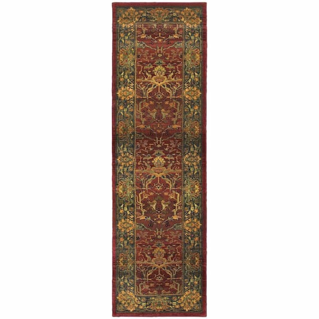 Kharma 465R4 Red/ Green Indoor Area Rug - 2'3" x 7'6"