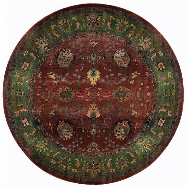 Kharma 807C4 Red/ Green Indoor Area Rug - 8'Round