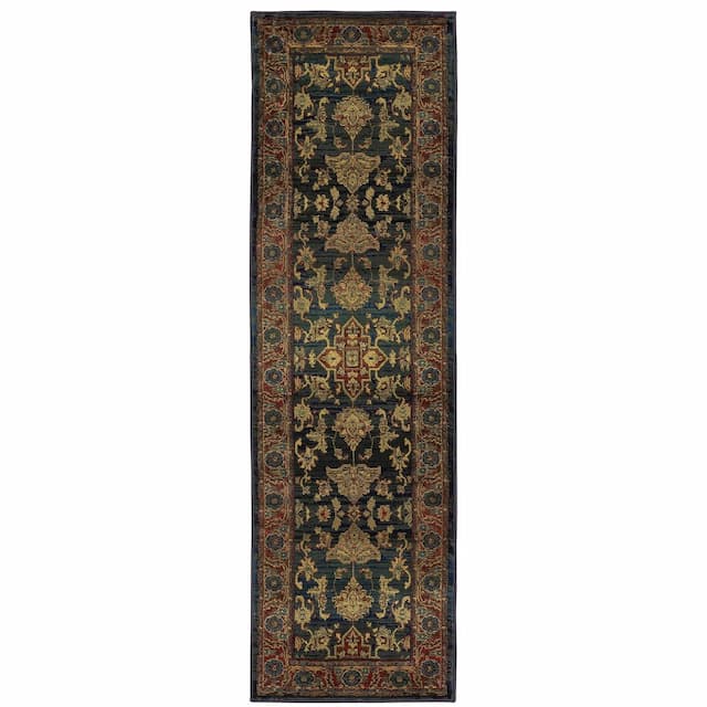 Kharma 836F4 Blue/ Red Indoor Area Rug - 2'3" x 7'6"