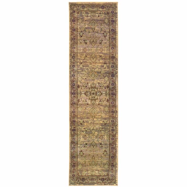 Kharma 836Y1 Beige/ Green Indoor Area Rug - 2'6" x 9'1"