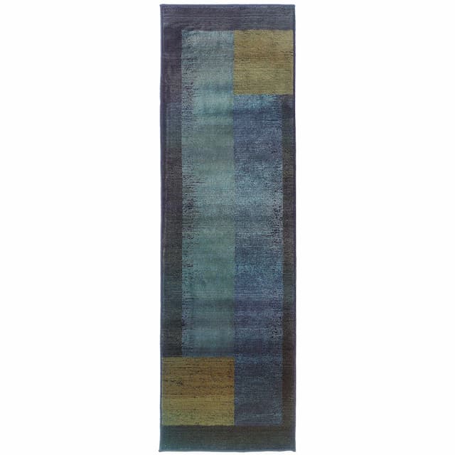 Kharma Ii 1092L Blue/ Gold Indoor Area Rug - 2'3" x 7'6"