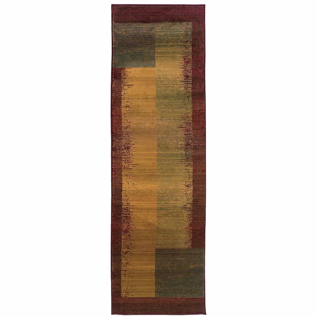 Kharma Ii 1092W Green/ Red Indoor Area Rug - 2'3" x 7'6"