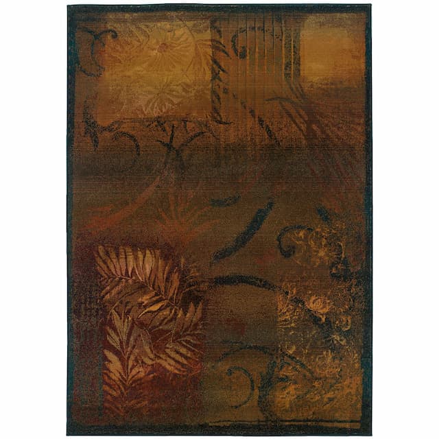 Kharma Ii 1163B Brown/ Gold Indoor Area Rug - 2'3" x 4'5"