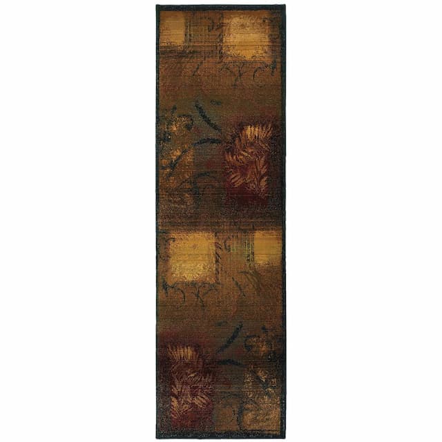 Kharma Ii 1163B Brown/ Gold Indoor Area Rug - 2'3" x 7'6"