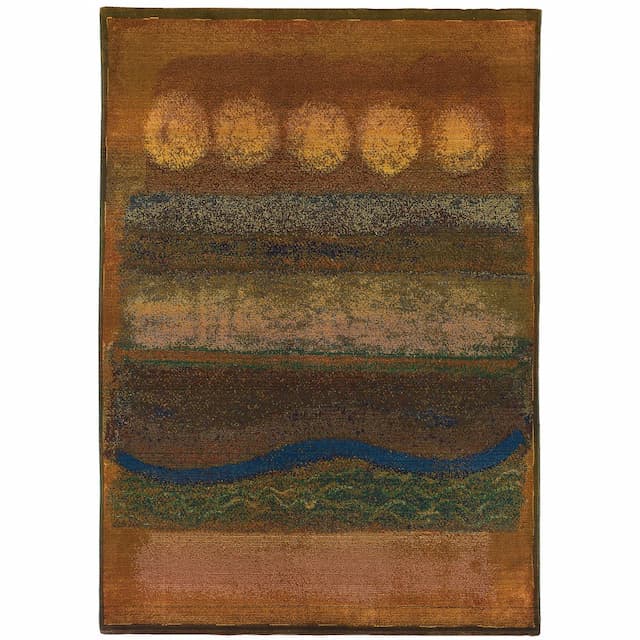 Kharma Ii 167X4 Gold/ Green Indoor Area Rug - 4' x 5'9"