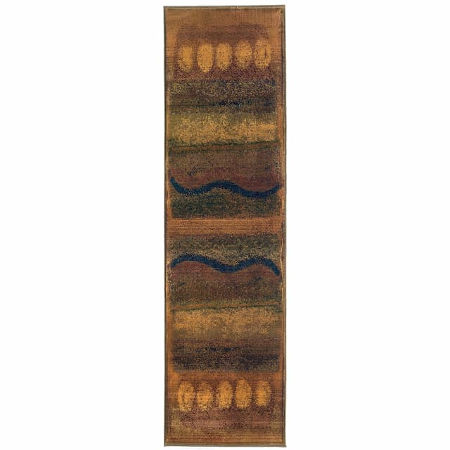 Kharma Ii 167X4 Gold/ Green Indoor Area Rug - 2'3" x 7'6"