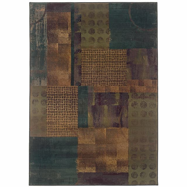 Kharma Ii 703X4 Blue/ Green Indoor Area Rug - 6'7" x 9'1"