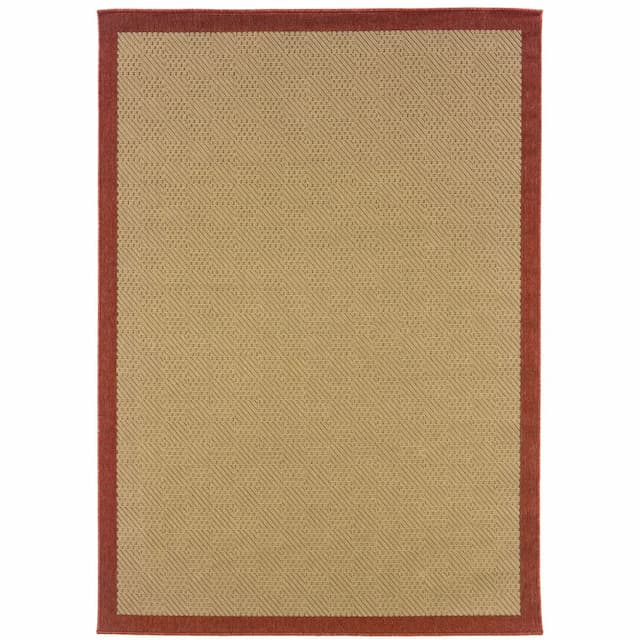 Lanai 525O8 Beige/ Red Indoor/Outdoor Area Rug - 1'8" x 3'7"