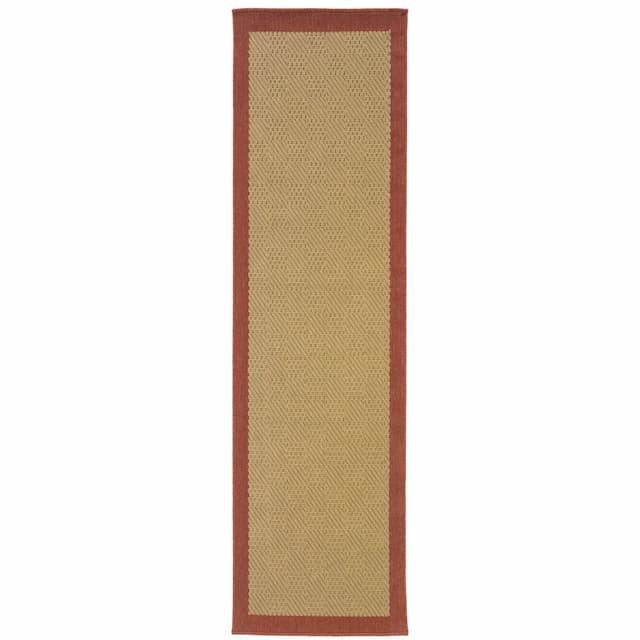 Lanai 525O8 Beige/ Red Indoor/Outdoor Area Rug - 2'3" x 7'6"