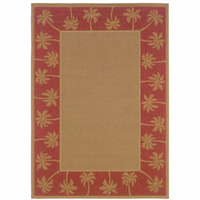 Lanai 606C8 Beige/ Red Indoor/Outdoor Area Rug - 1'8" x 3'7"