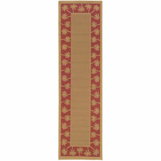 Lanai 606C8 Beige/ Red Indoor/Outdoor Area Rug - 2'3" x 7'6"