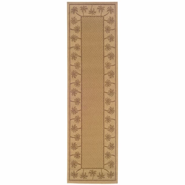 Lanai 606D7 Beige/ Tan Indoor/Outdoor Area Rug - 2'3" x 7'6"