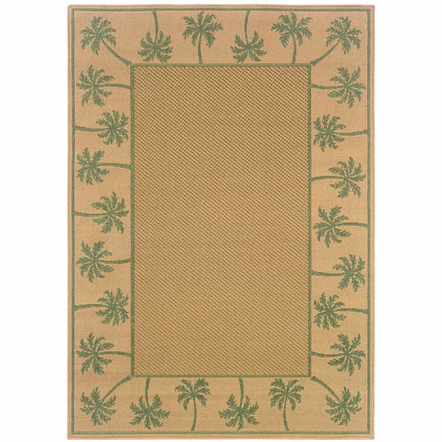 Lanai 606G6 Beige/ Green Indoor/Outdoor Area Rug - 1'8" x 3'7"