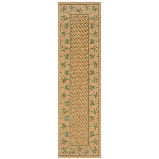 Lanai 606G6 Beige/ Green Indoor/Outdoor Area Rug - 2'3" x 7'6"