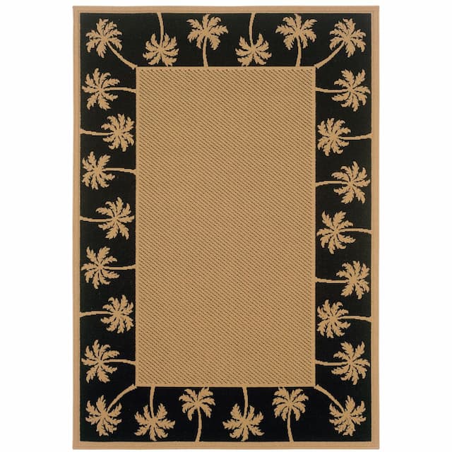 Lanai 606K5 Beige/ Black Indoor/Outdoor Area Rug - 1'8" x 3'7"