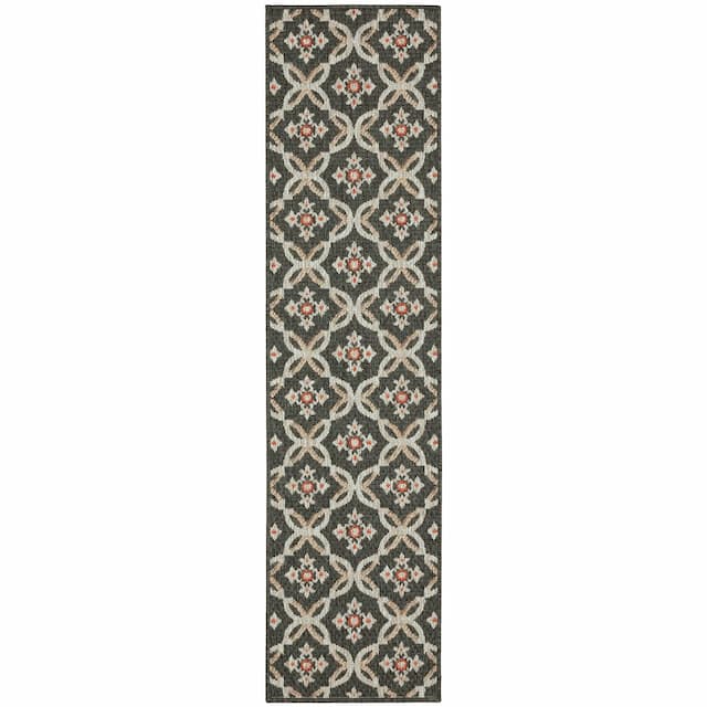 Latitude 1904K Grey/ Orange Indoor/Outdoor Area Rug - 1'10" x 7'6"