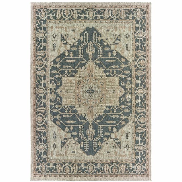 Latitude 001J3 Grey/ Gold Indoor/Outdoor Area Rug - 3'3" x 5'