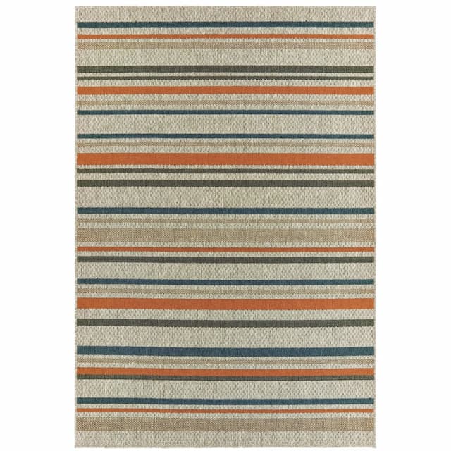 Latitude 602W3 Grey/ Teal Indoor/Outdoor Area Rug - 3'3" x 5'