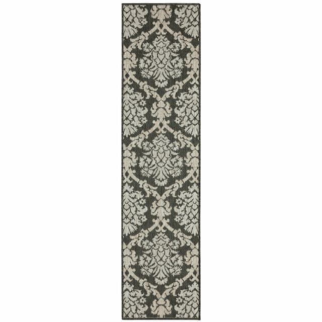 Latitude 8020K Grey/ Charcoal Indoor/Outdoor Area Rug - 1'10" x 7'6"