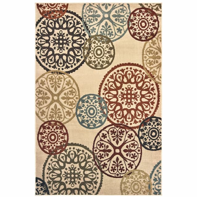 Laurel 2733H Beige/ Multi Indoor Area Rug - 3'3" x 5'