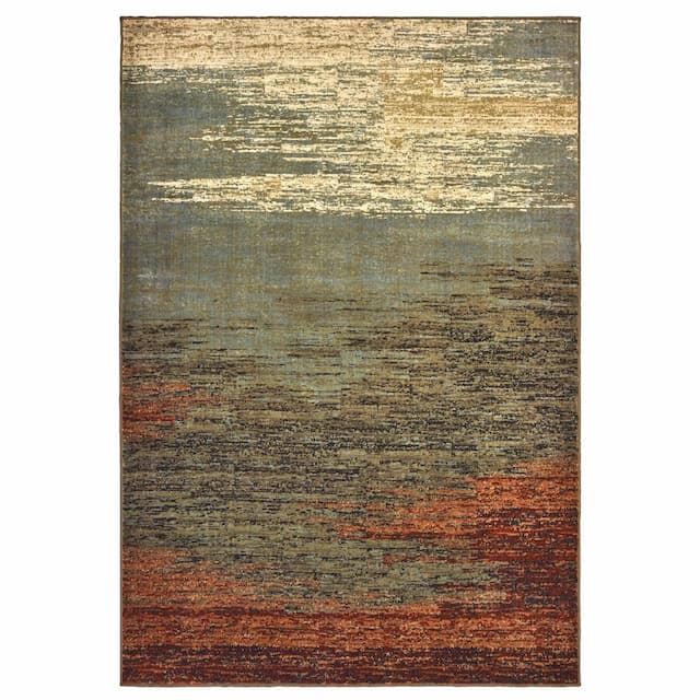 Laurel 3504H Blue/ Brown Indoor Area Rug - 3'3" x 5'