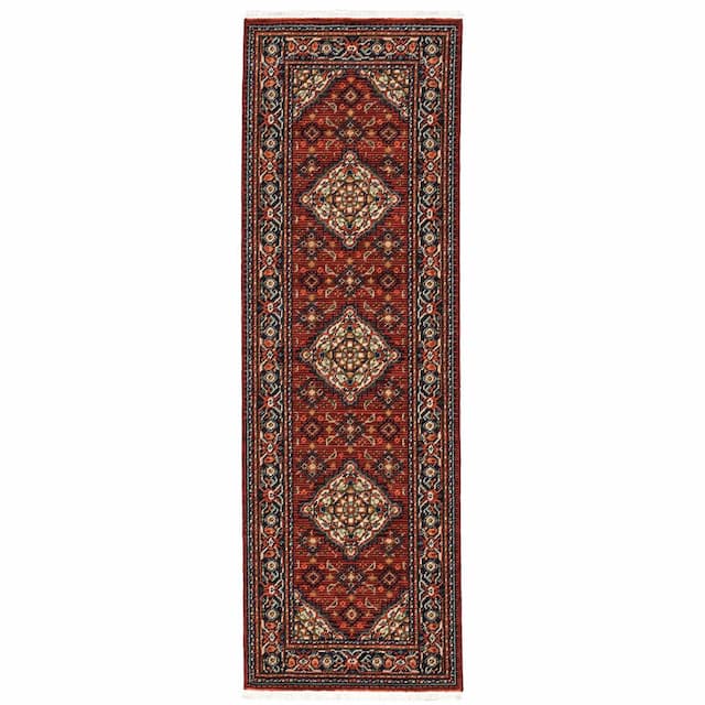 Lilihan 001C6 Red/ Blue Indoor Area Rug - 2' x 6'