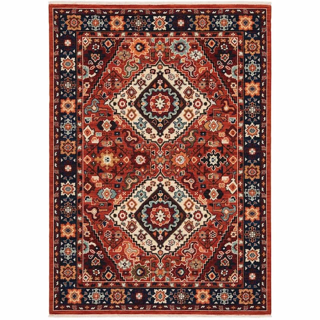 Lilihan 2061V Red/ Blue Indoor Area Rug - 2' x 3'