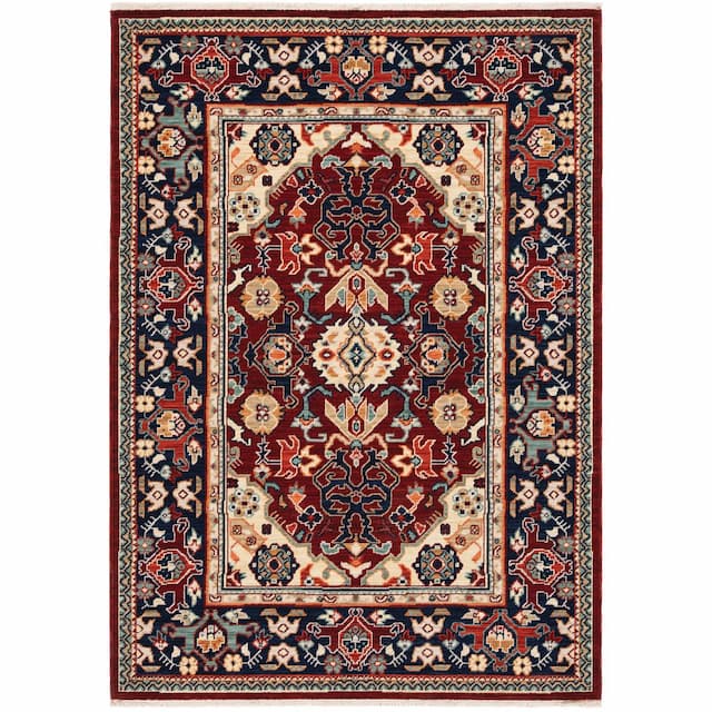 Lilihan 2062R Red/ Blue Indoor Area Rug - 2' x 3'