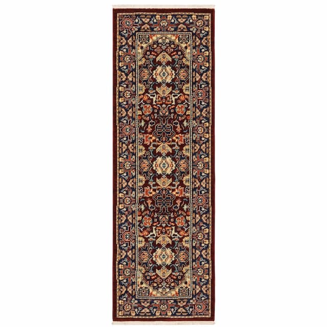 Lilihan 2062R Red/ Blue Indoor Area Rug - 2' x 6'