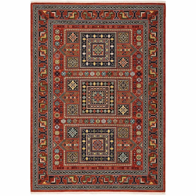 Lilihan 002C6 Red/ Multi Indoor Area Rug - 2' x 3'