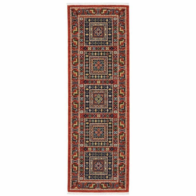 Lilihan 002C6 Red/ Multi Indoor Area Rug - 2' x 6'