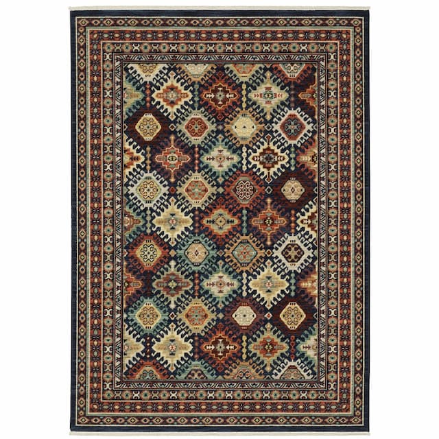 Lilihan 003B6 Navy/ Multi Indoor Area Rug - 2' x 3'