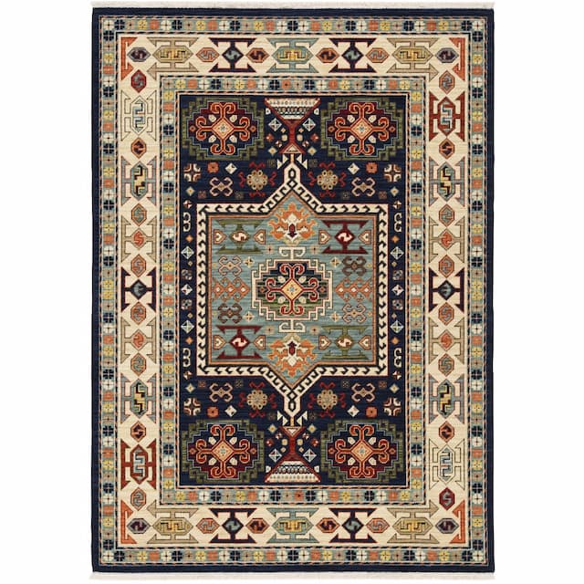 Lilihan 041H6 Blue/ Ivory Indoor Area Rug - 2' x 3'