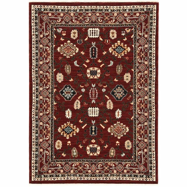 Lilihan 043S6 Red/ Black Indoor Area Rug - 2' x 3'