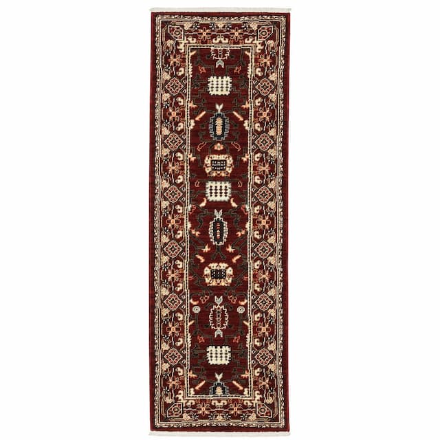 Lilihan 043S6 Red/ Black Indoor Area Rug - 2' x 6'